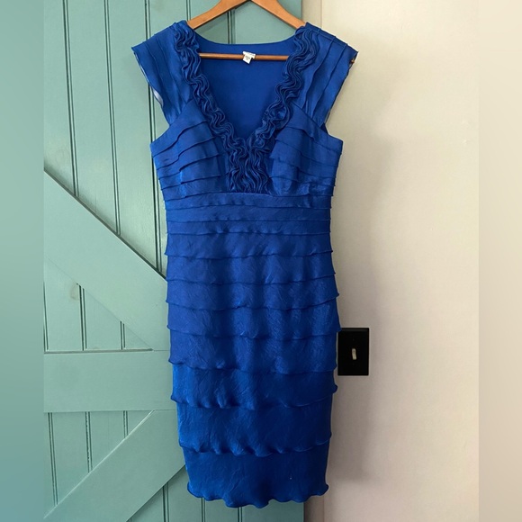 SANGRIA Blue Tiered Ruffle Dress Size 10 - Picture 1 of 9
